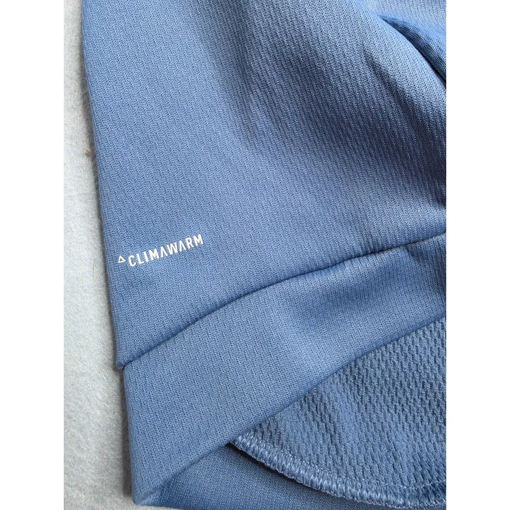 Adidas Sweatshirt Men's Large Blue Mesh Lined Long Sleeve Quarter Zip Activewear